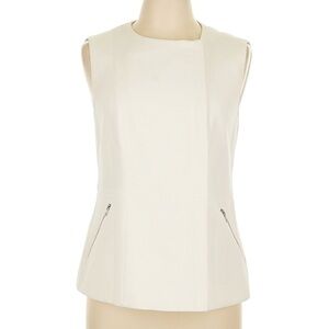 BCBGMaxAzria White Vest Top Large Sleeveless Zip Up